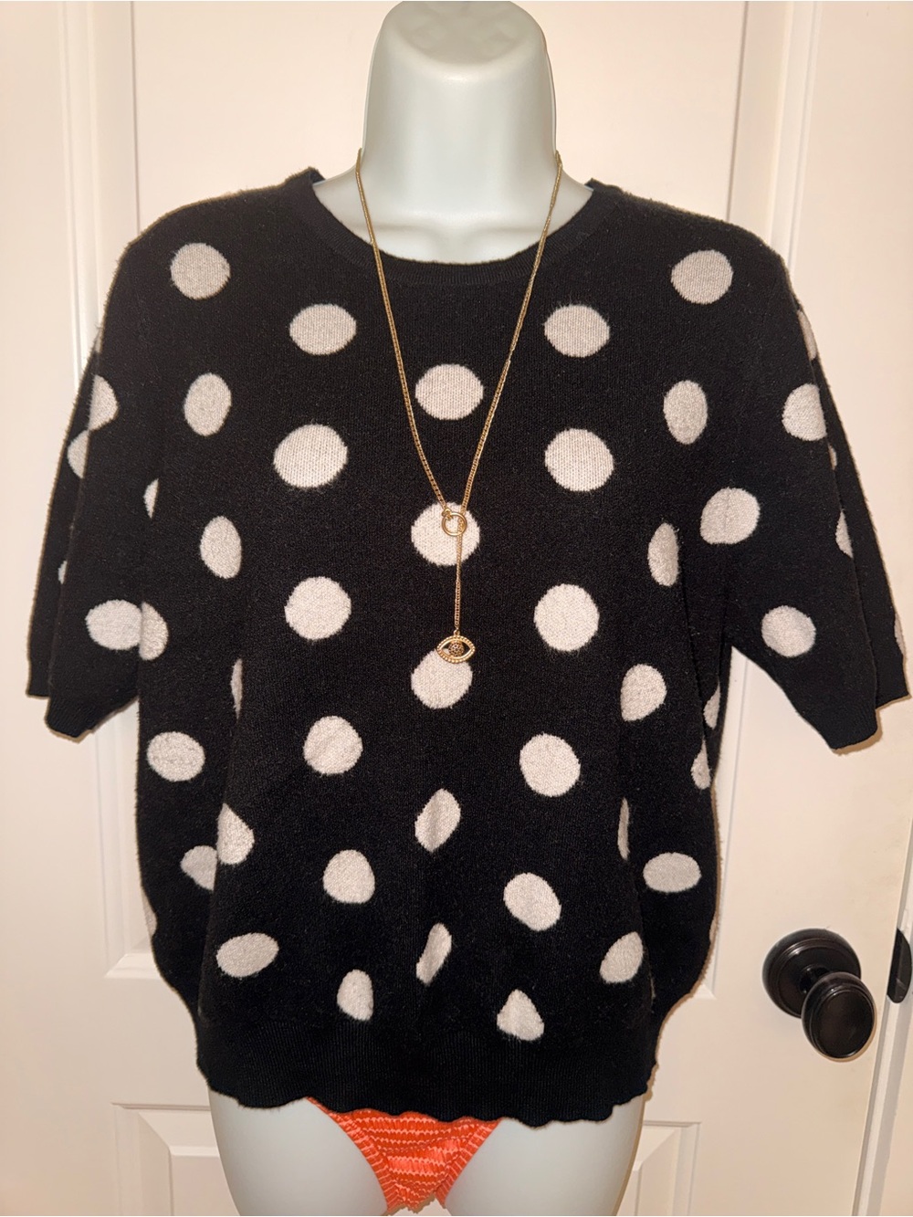 Philosophy Black Sweater with White Polka Dots